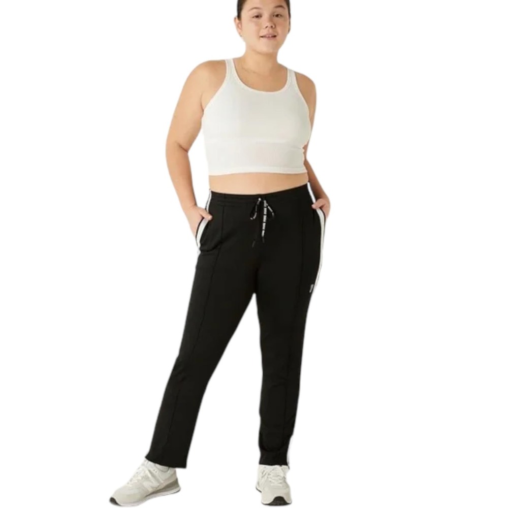 Victoria's Secret Pink Women's Active Basic Track Pants (Large, Black/White)